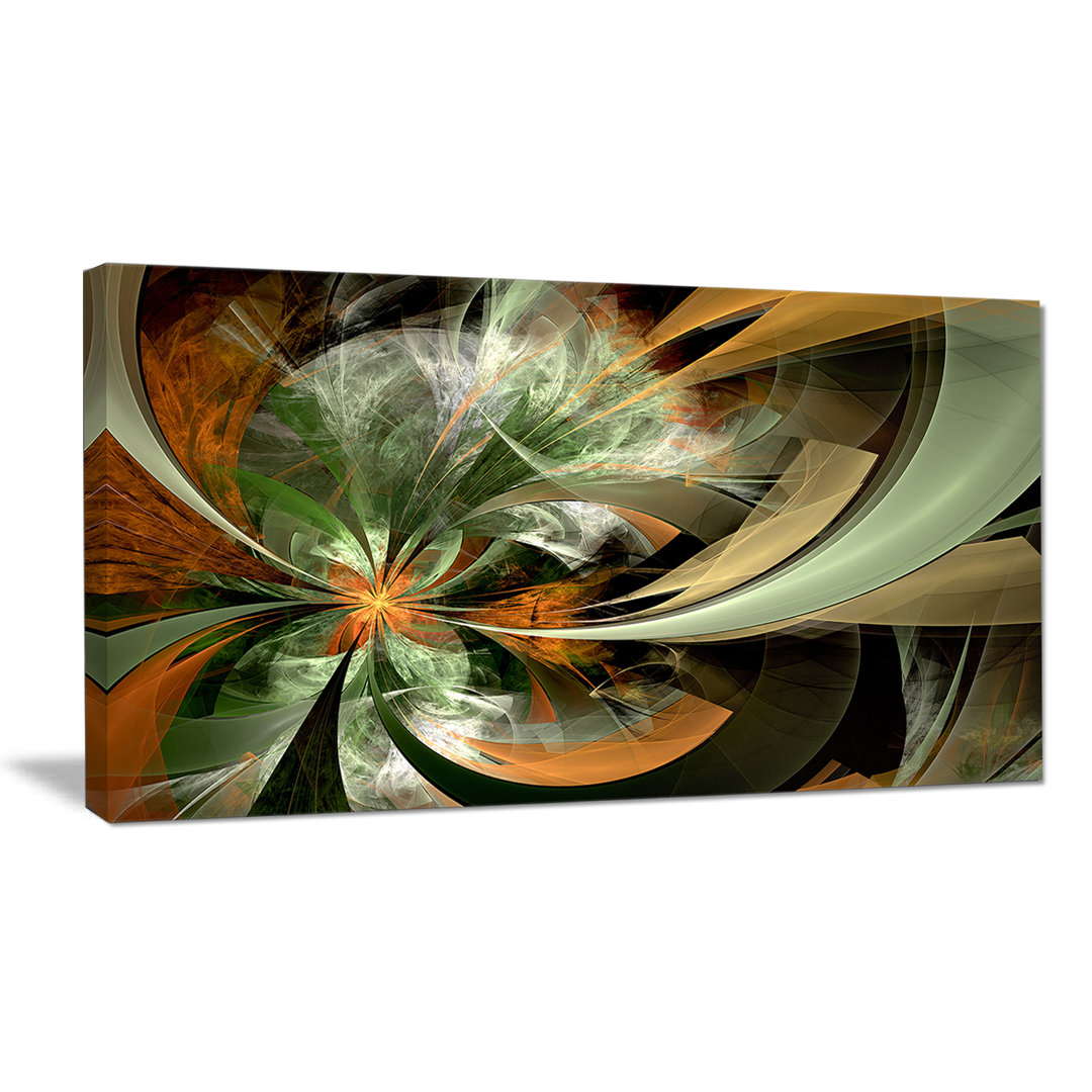 " Symmetrical Orange Green Fractal Flower " by Designart East Urban Home 