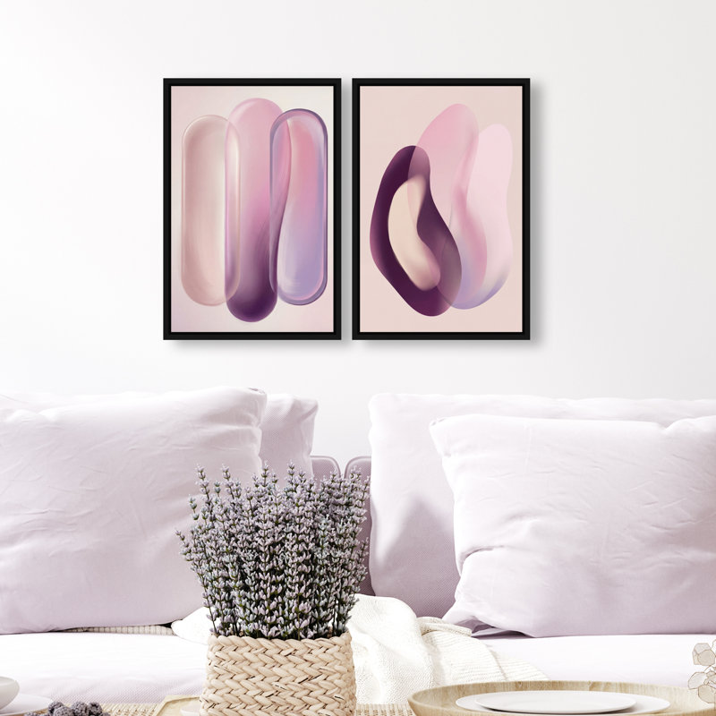Berry Love Set Set by Oliver Gal, 92"H x 62"W, Black Floater Frame
