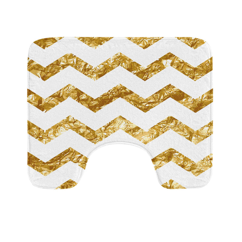 Tapis de salle de bain en U à chevrons blanc mat 20 po