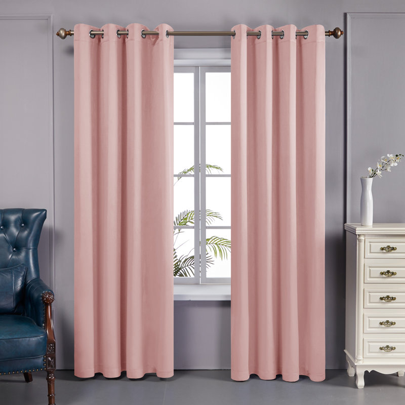 Paire de rideaux doublés occultant 100% Bursaite, L 52 po x L 95 po, Corail rose