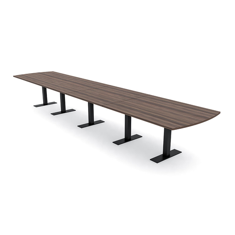 Table de conférence Pavert Arc, Noir mat, Eucalyptus naturel, H 30 po x l 240 po x P 48 po