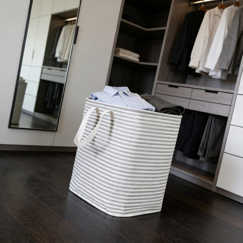 Panier à linge pliable de grande capacité avec longues poignées en tissu, panier de rangement polyvalent pour la maison, le bureau, le dortoir - 75L