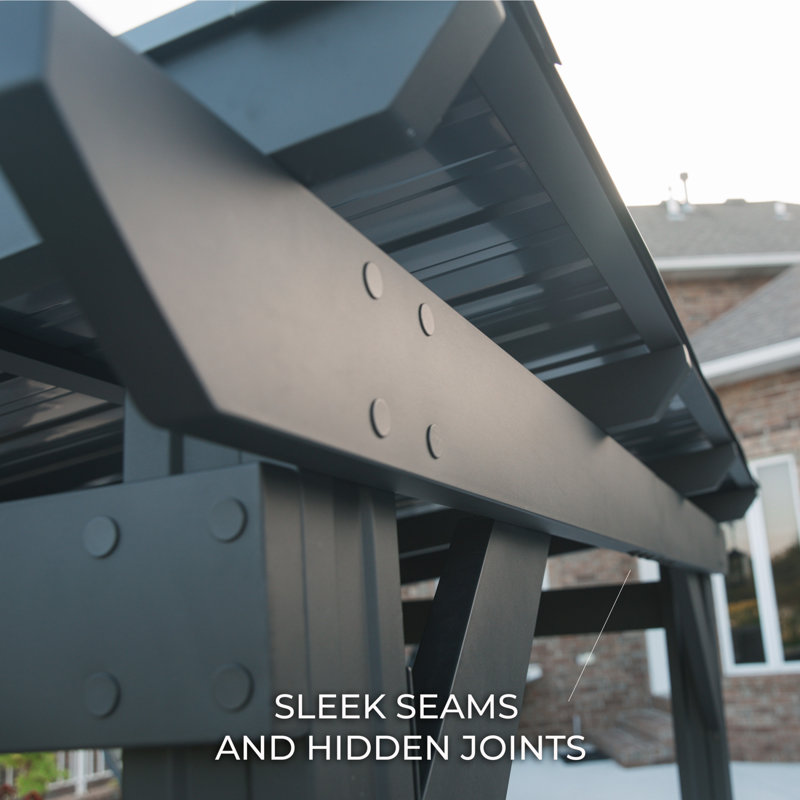 Rockport Black Steel Grill Gazebo with Insulated Roof