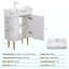 Meuble-lavabo à tablettes 21,6 po avec évier en céramique et porte à fermeture douce, armoire de rangement à tablettes ouvertes sur le côté gauche, assemblage requis, blanc-120566101