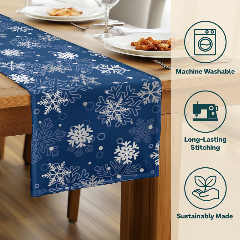 Eustis Geometric Table Runner, 72" L x 12" W, Navy