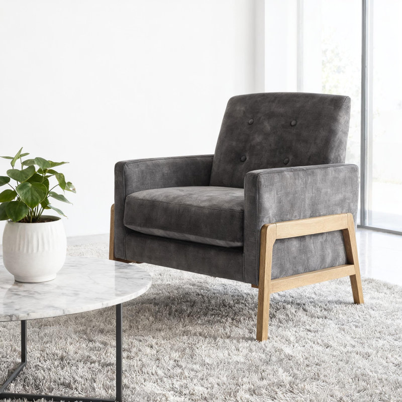 Fauteuil d'appoint à dossier capitonné Matson - Charbon, Gris foncé