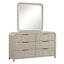 Commode contemporaine à 6 tiroirs avec miroir rond gris clair Roundhill Furniture