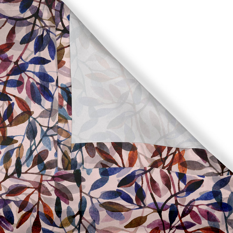 Dakota Fields Retro Grommet Curtain Autumn Minimalist Leaves Art 50" x 54" Dark Rust Lavender and Blue, 50" W x 108" L