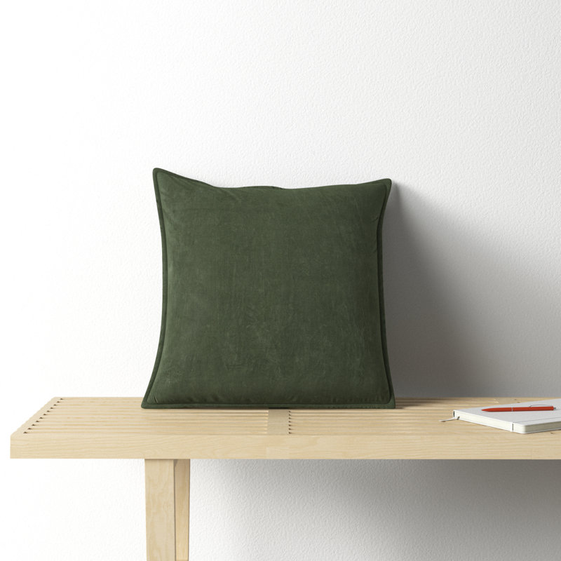 Oreiller 100% coton Edgar Square, Vert foncé, Polyester/ bourre en polyester, H 18 po x l 18 po