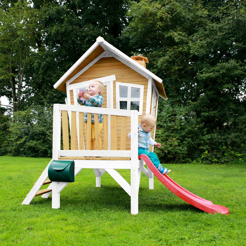 Robin AXI 264cm W x 177cm D Outdoor Hemlock Wood Luxury Playhouse, Natural/White/Red