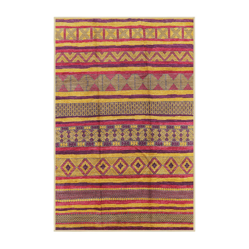 Tapis rose / jaune Minatare Southwestern, Tapis de couloir 2 pi x 5 pi