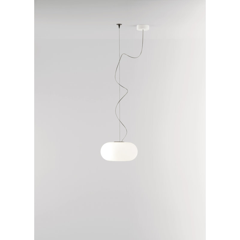 1 - Light Matt White Drum Pendant, 200cm H x 36cm W x 36cm D