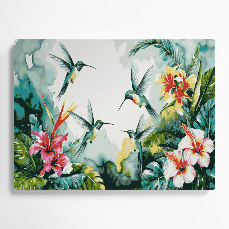 Colibri hawaïen, art mural en métal beige, H 20 po x l 30 po