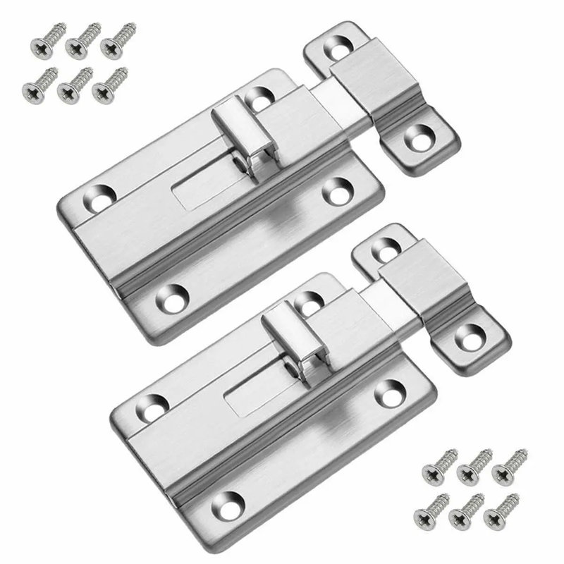 2 pièces Loquet de porte coulissant à ressort en acier inoxydable à verrou coulissant sans clé