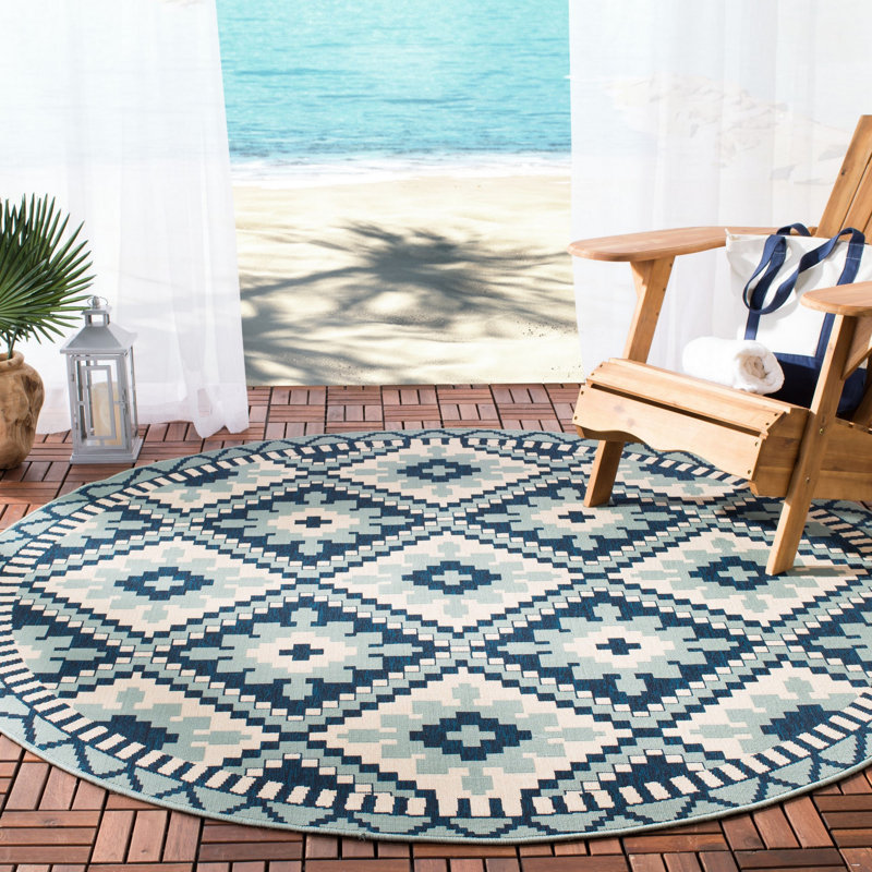 Tapis d'intérieur / extérieur Northpoint Veranda Performance Southwestern, Rond 6 pi 7 po