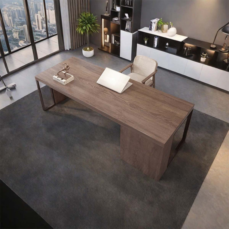 Bureau d'ordinateur en bois massif avec tiroir