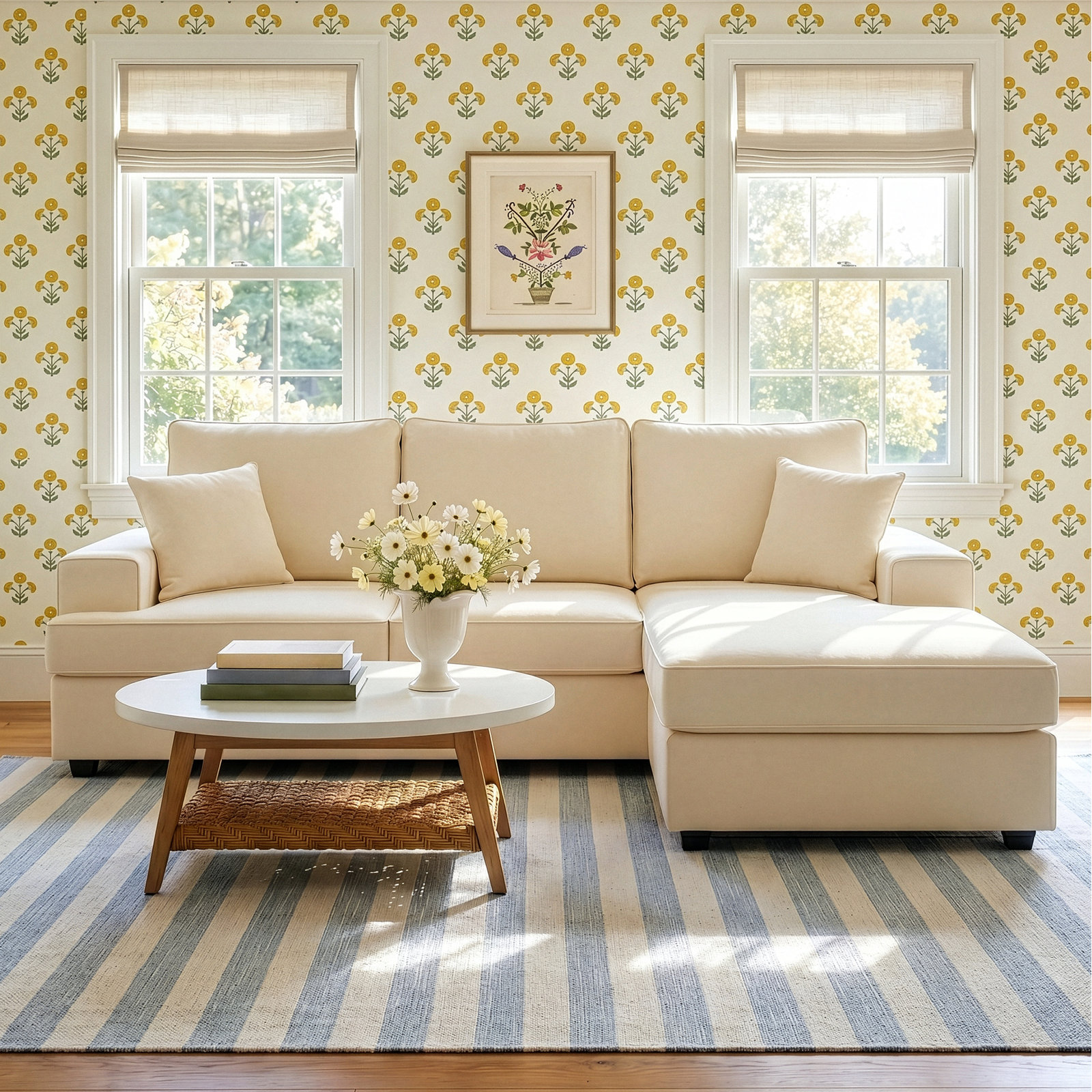Alden Cotton Reversible Sectional, White Performance