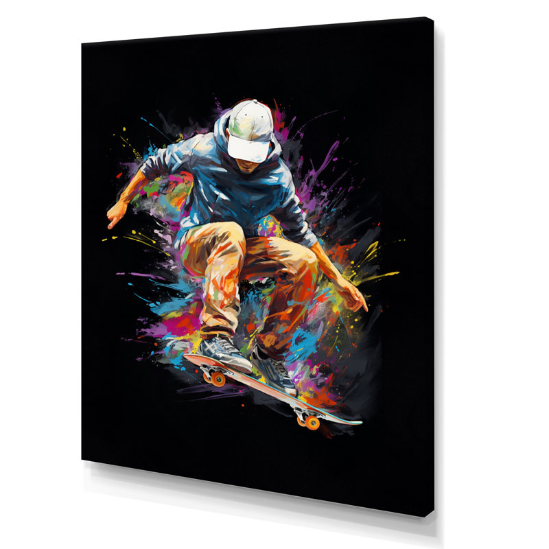 Skateboard Urban Flow I - Art mural sur toile, H 32 po x l 16 po x P 1 po, Toile tendue