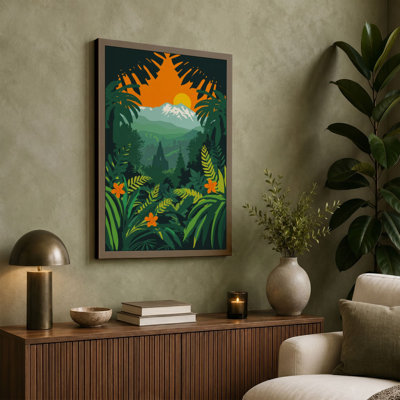 Mountain Through Jungle Tropical - Wrapped Canvas