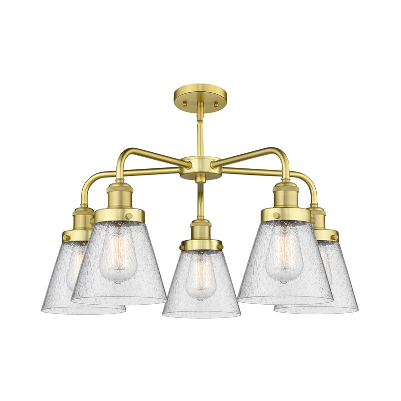 Lustre suspendu 5 lumières Cone, Grainé, Or satiné
