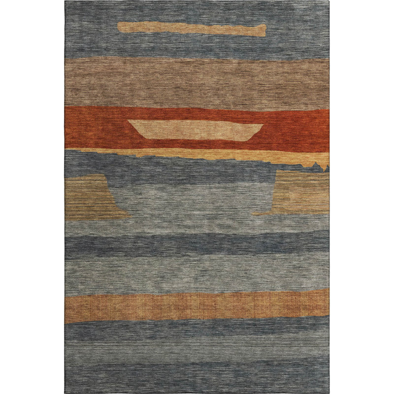 Tapis à rayures de qualité supérieure lavable à la machine AMF1736, Rectangle 10 pi x 14 pi