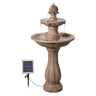 Fontaine solaire en résine à 2 niveaux