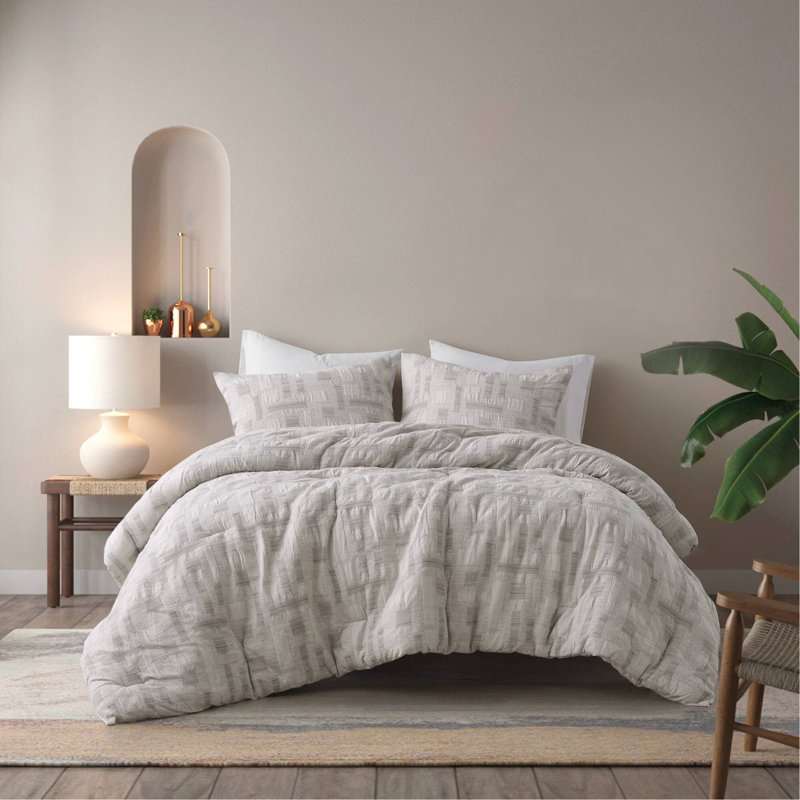3 Piece Cotton Jacquard Comforter Set-Full/Queen