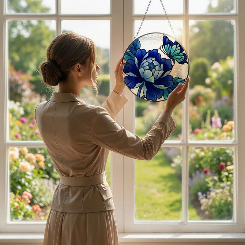 Vitrail de fenêtre en verre coloré 7,8 "H, H 7,8 po x l 7,8 po