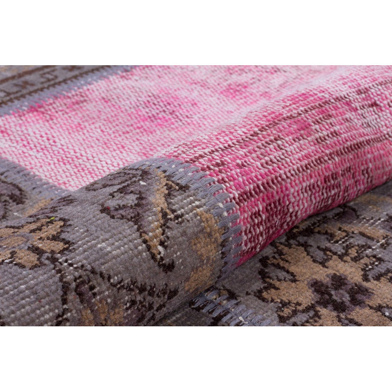 Tapis moderne rose et gris fabriqué à la main Modern