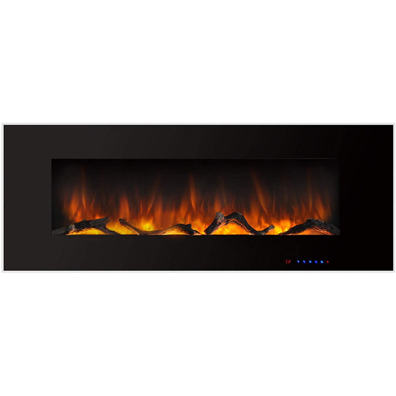 Nishant Wall Mounted Electric Fireplace, Black, 18.35" H x 50" W x 5" D