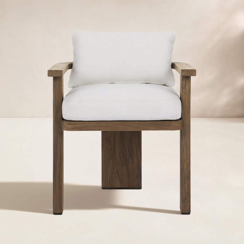 Tahana Outdoor Dining Armchair-Hayes Fog, Alessi Linen, Stained Toasted Brown