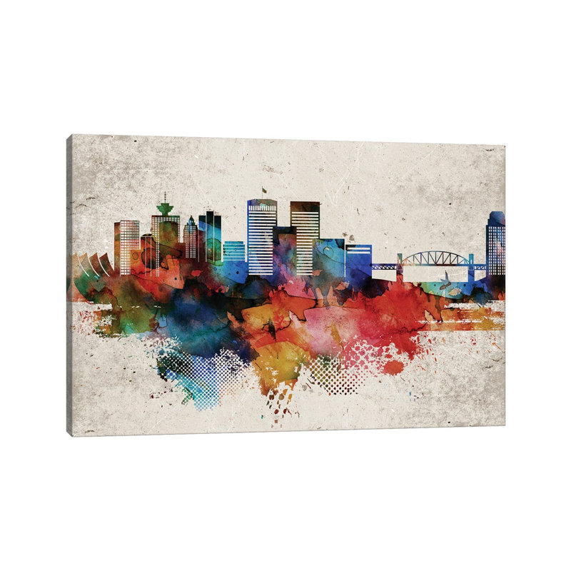 Vancouver Abstract Skyline 1 Piece Wrapped Canvas Wall Art, 101.6 cm H x 66.04 cm W x 3.175 cm D