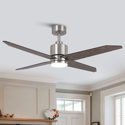 Dricketts 52" 4 - Blade Ceiling Fan with Dimmable 3CCT LED Lights and Remote Control