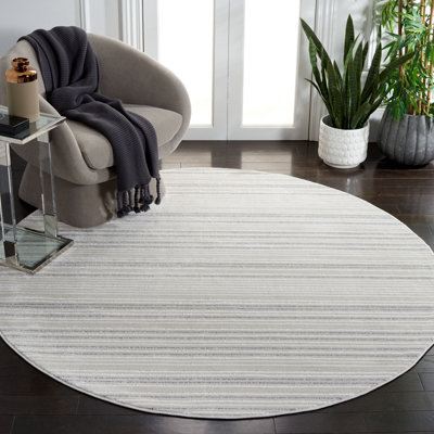Tapis rayé tissé à la machine en gris clair