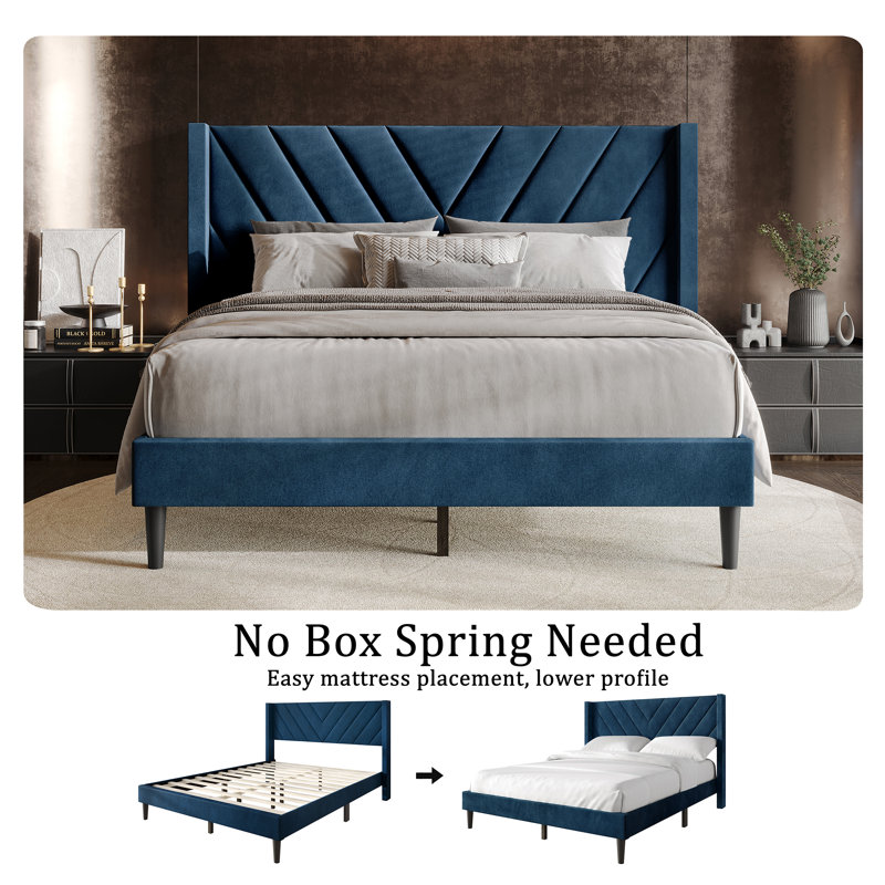 Elegence Wingback Platform Bed, Full, Black