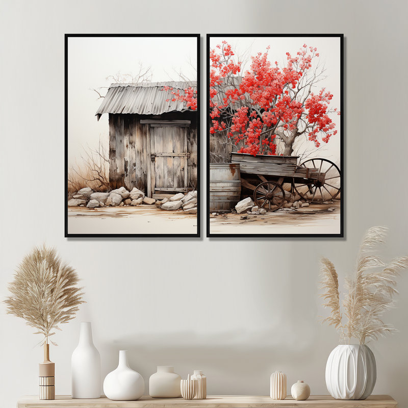 Manley - impressions sur toile corail traditionnelles, Black, 36" H x 48" W, Impression encadrée flottante