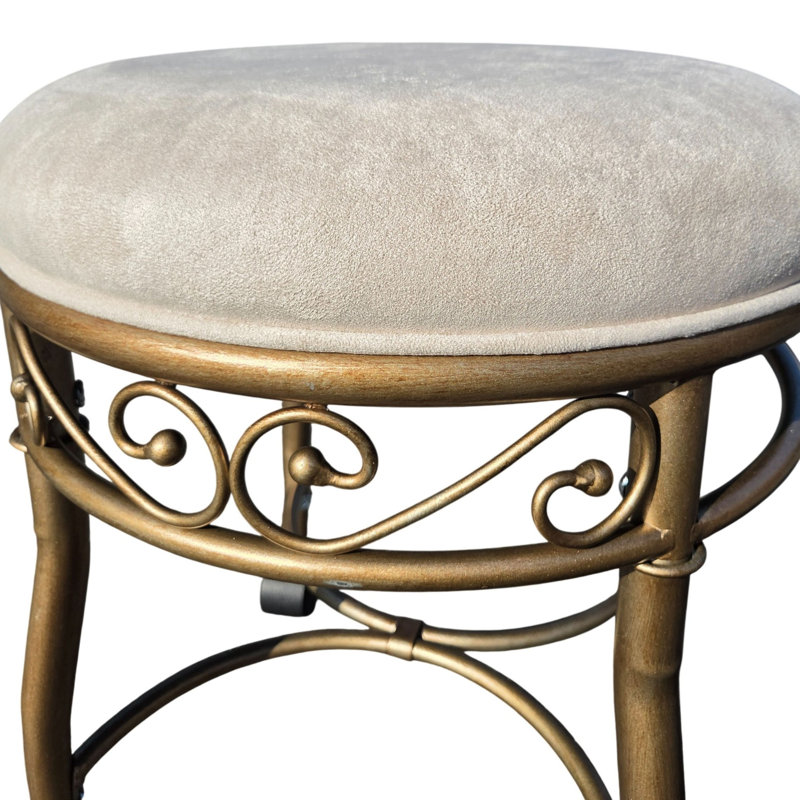 Tabouret de coiffeuse gris élégant avec roulettes lisses 12,5 po, Bronze