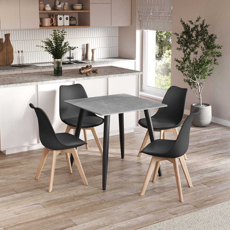 4 - Person Dining Set, Black, Grey