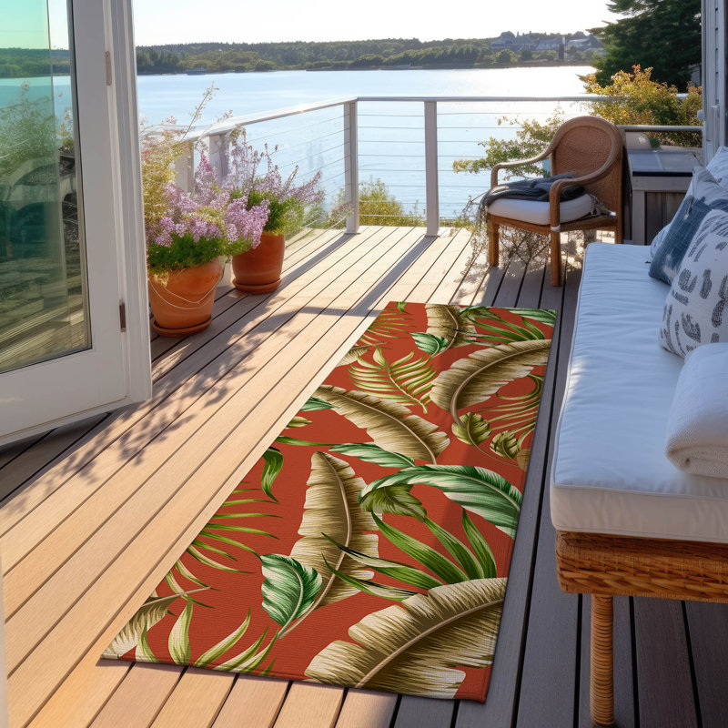 Braggs Washable Floral Indoor / Outdoor Rug, Runner 2'3" x 7'6"