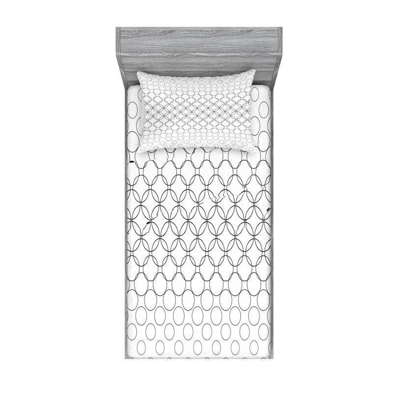 Microfiber Geometric Sheet Set, Twin XL Sheet Set with Fitted Sheet
