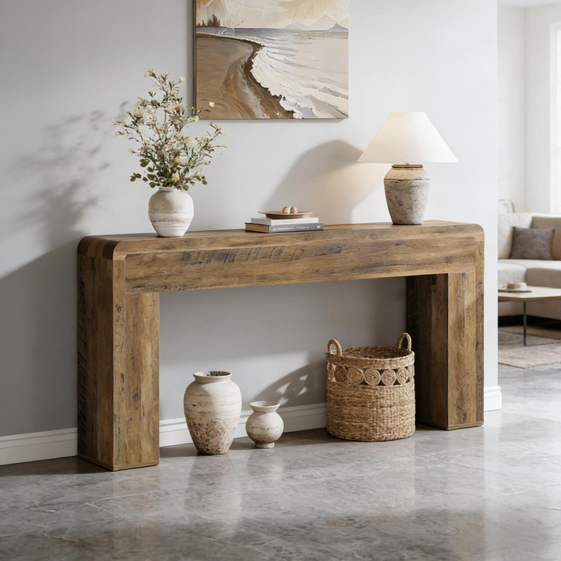 Table d'entrée en bois, console rustique, canapé