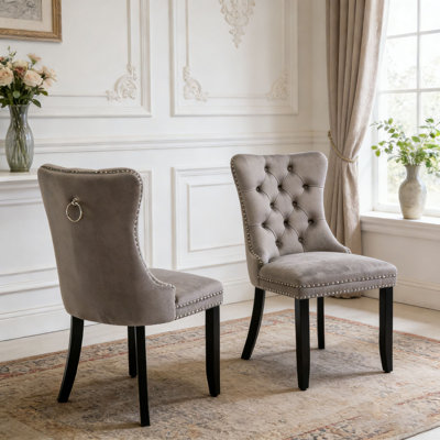 Solid Wood Contemporary Velvet Upholstered Dining Chair