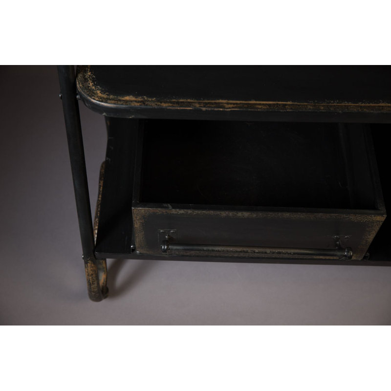 Lucius Black Iron Freestanding Coat Rack with Storage Boxes
