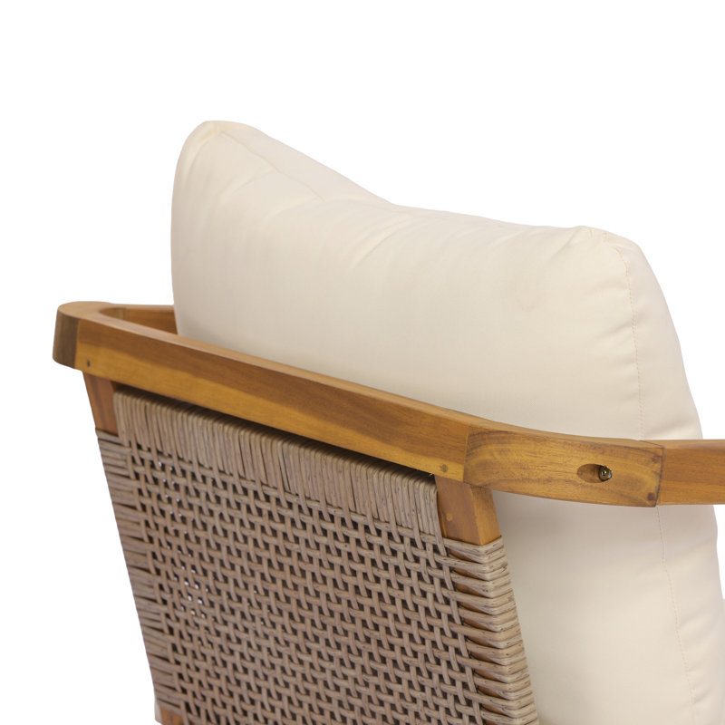 Chaises longues confortables de patio, chaise moderne en osier de bois d'acacia pour la piscine