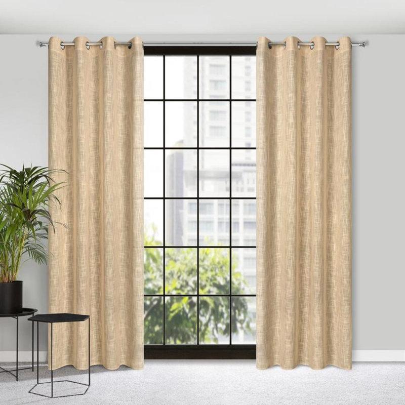 Liren Eyelet Blackout Curtain, Beige