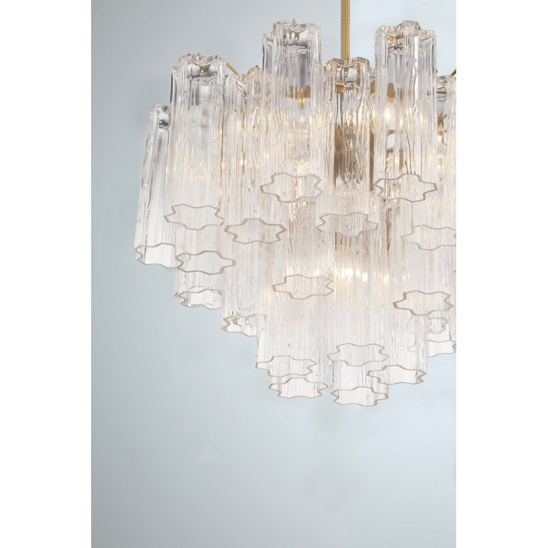 Arras Dimmable Tiered Chandelier, Aged Brass,  Clear, 14" H x 19.75" W x 19.75" D