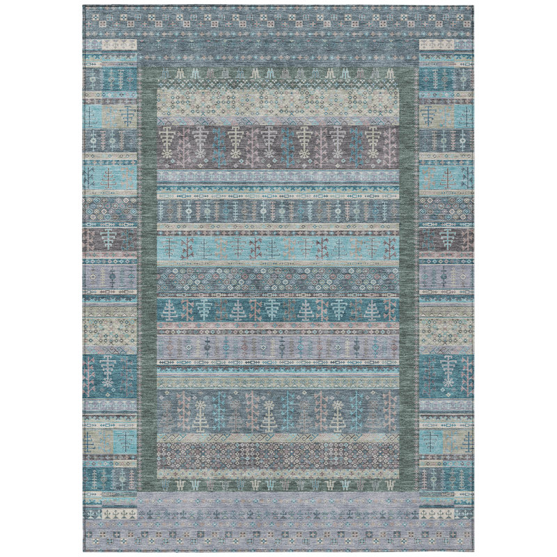 Machine Washable Indoor/Outdoor Meredith ACN2160 Striped Rug, Rectangle 10' x 14'