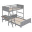 Lit simple superposé au dessus d'un lit double avec bureau intégré-342510810