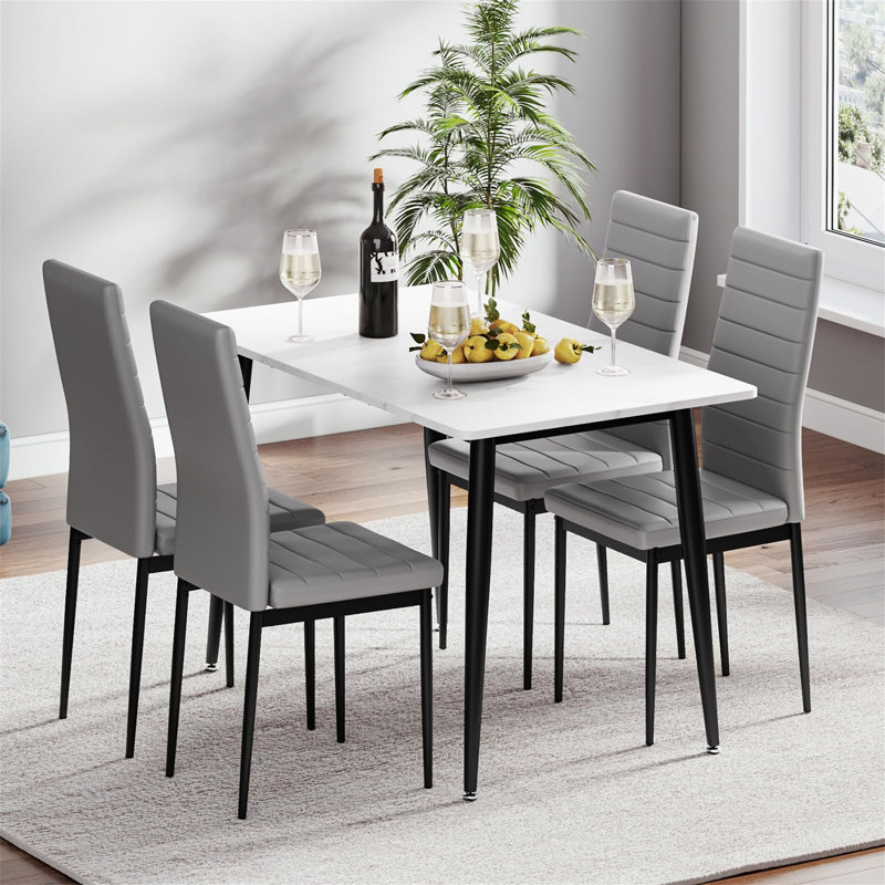 Aventura 4 - Person Dining Set, White, Grey