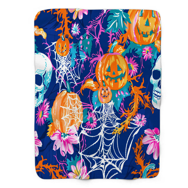 Preppy Halloween Designs - Couverture Sherpa de qualité supérieure 1 pièce, L 60 po x L 80 po